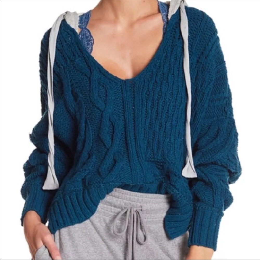 NWT Free People Tierra Cable Knit hoodie